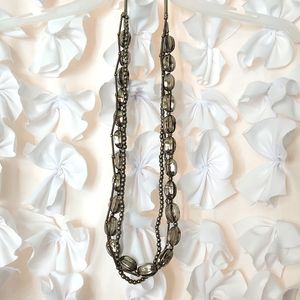 Polished Silver Western Layered, Multi Strand, Beaded Necklace